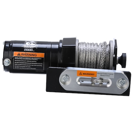 Bulldog Winch 2000lb ATV Winch w/Synth Rope, Mini-Rkr Switch, Mnt Chnl, Alu Fairlead 15010